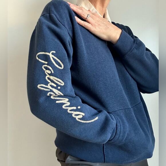 Vintage 70s Sweatshirt/Polo single Stitch Blue California Tourist Graphic Logo M - Picture 2 of 12